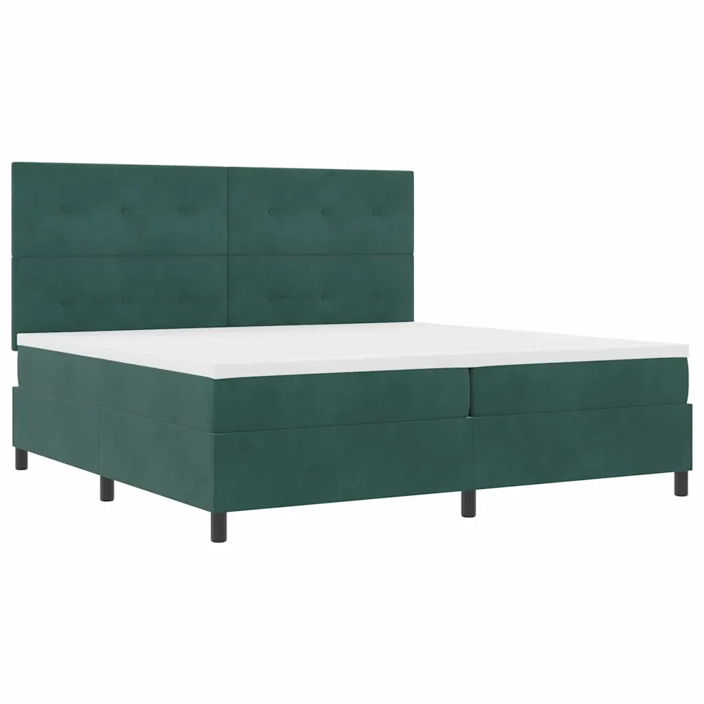 Letto a Sorgente LED Verde Scuro 200 x 200 cm Velluto 3343337
