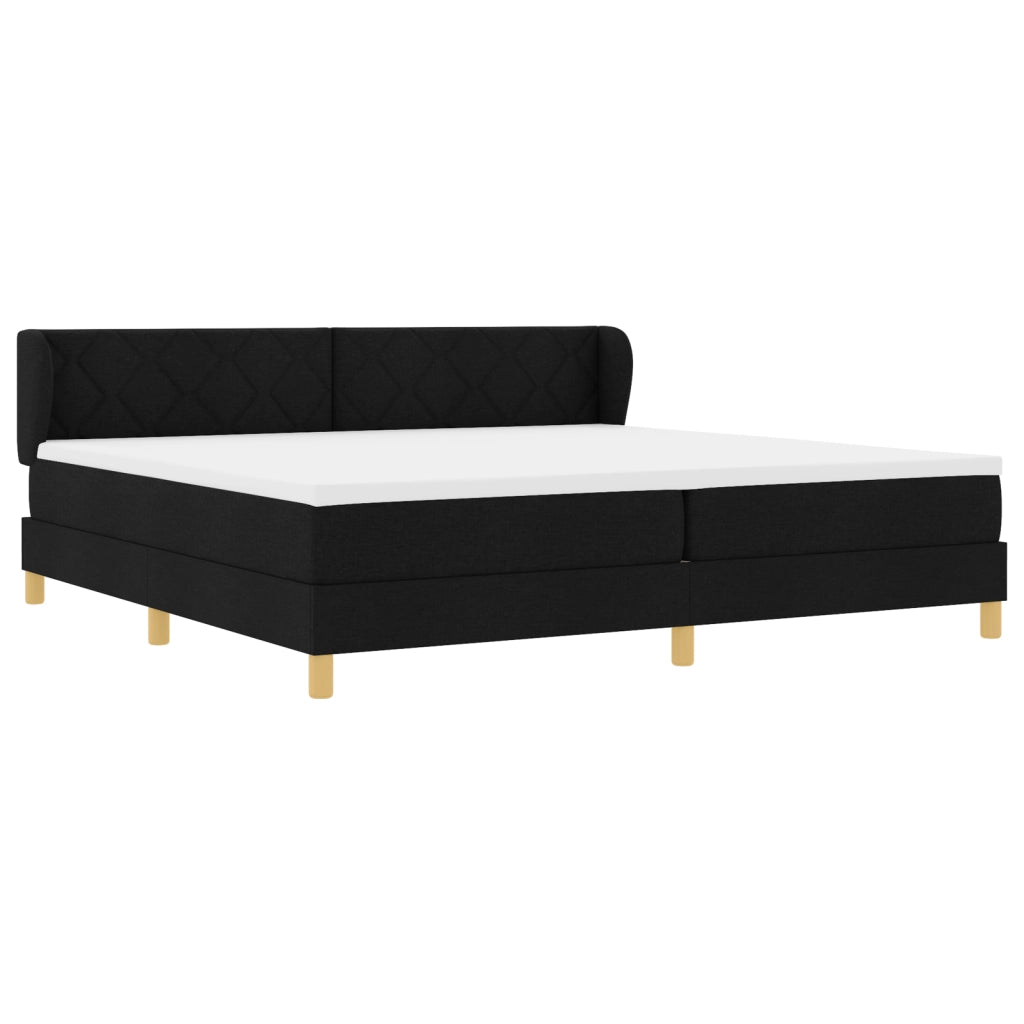 Letto Box Spring con Materasso - Nero, 200x200 cm, Tessuto
