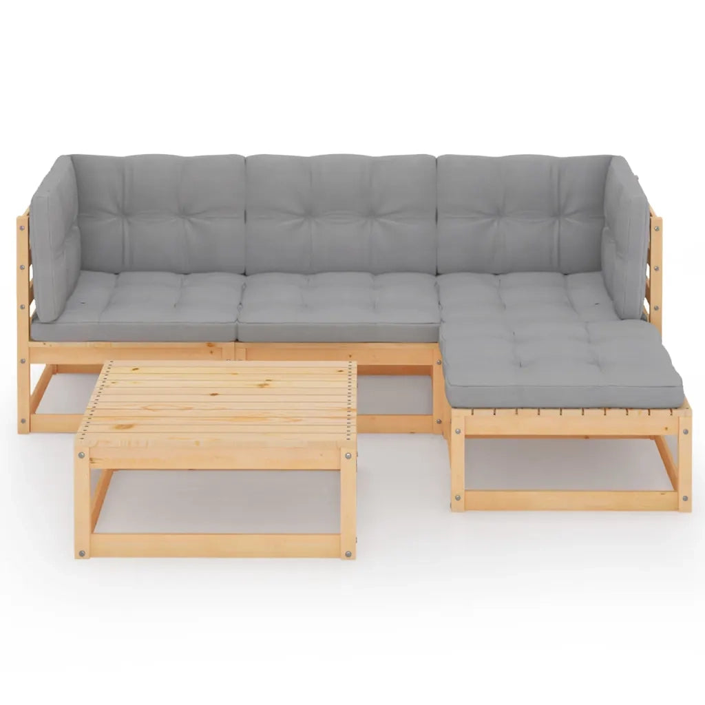 Set Divani da Giardino 5 pz con Cuscini Legno Massello di Pino cod mxl 42778