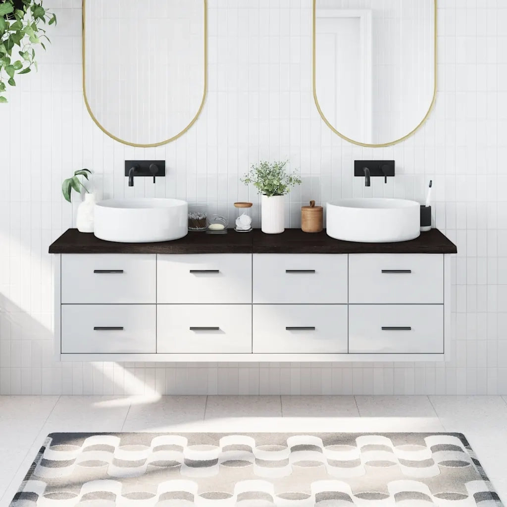 vidaXL Piano Bagno Marrone Scuro 180x60x(2-4))cm Legno Trattato