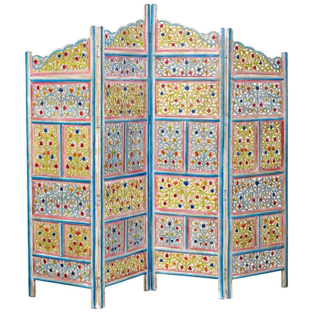 Paravento in legno multicolore fatto a mano, 50x25x180h cm