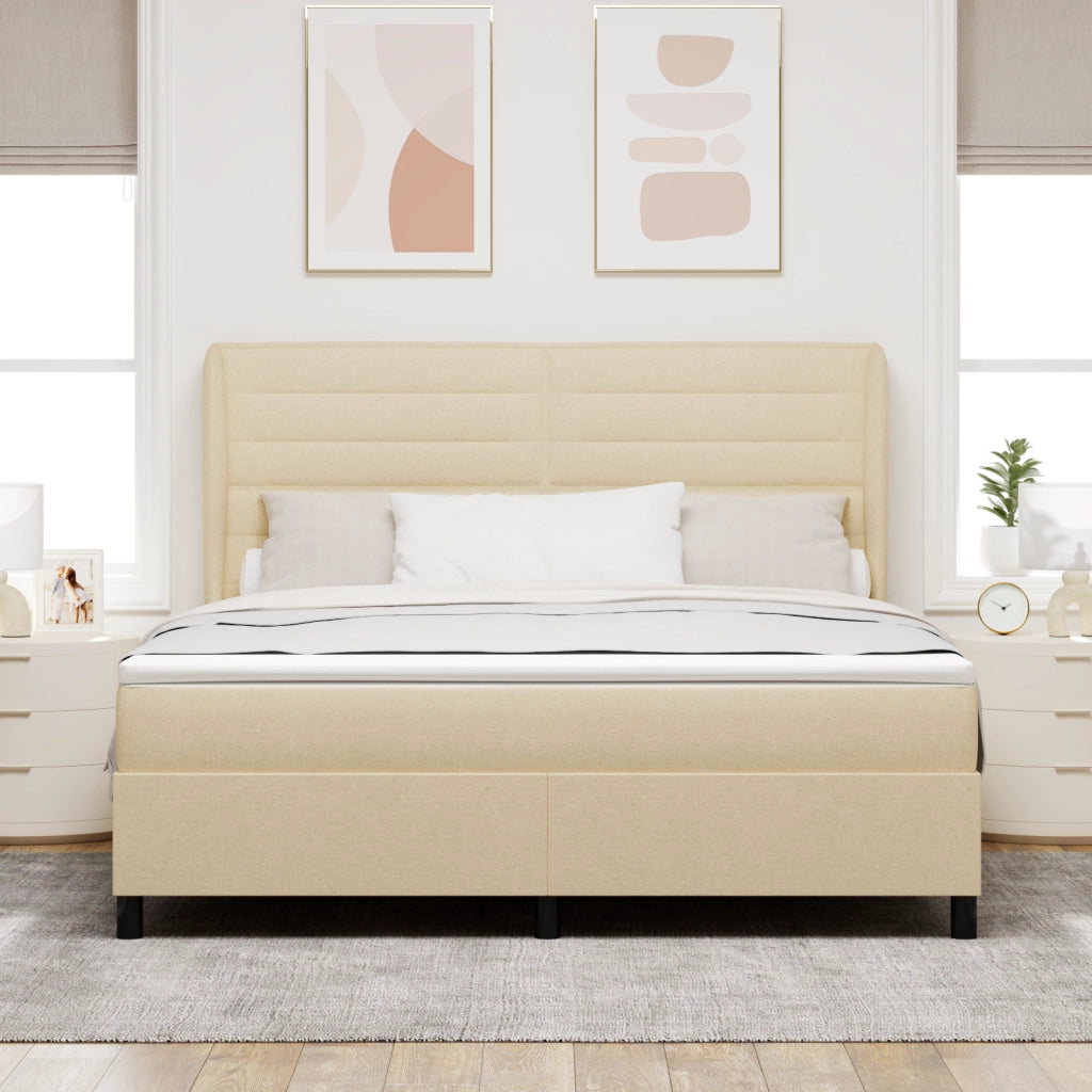 Letto Box Spring con Materasso Panna 180x200 cm Tessuto