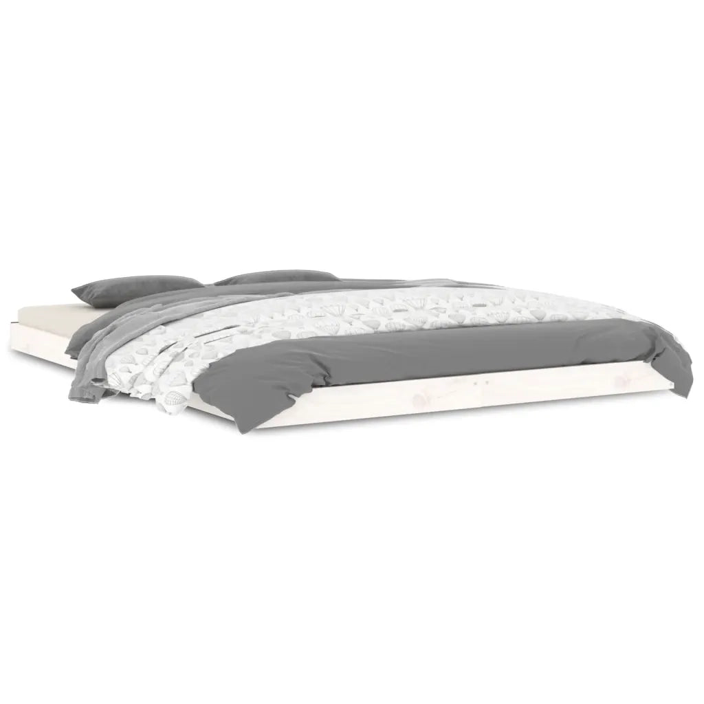 Letto senza Materasso Bianco 135x190 cm Legno Massello di Pino 823470