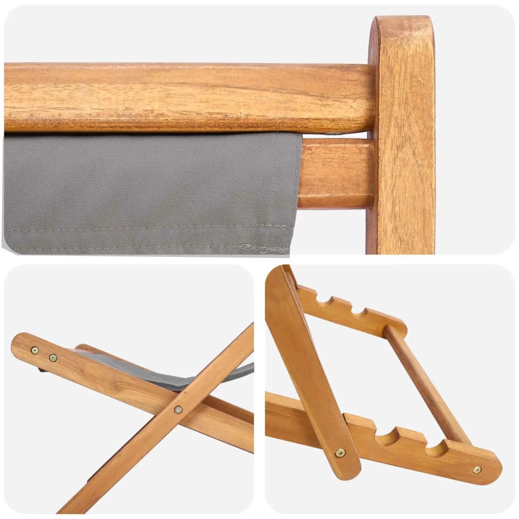 Sedia da Giardino | Sedia da spiaggia Grigio Chiaro Legno di teak solido