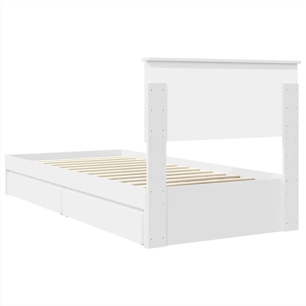 Letto con Contenitore Bianco 75 x 190 cm Legno multistrato