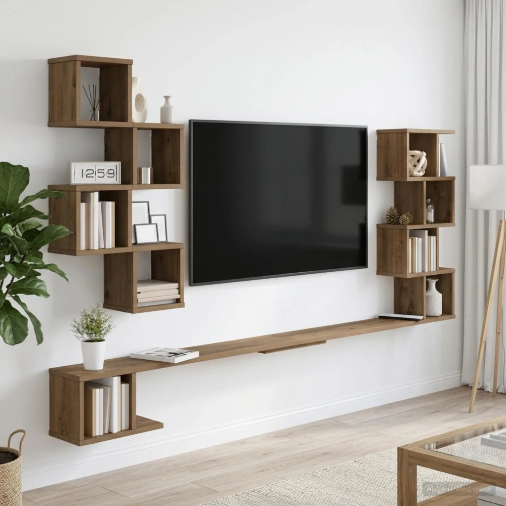 Mensola per TV da muro Rovere Artigianale 180 x 15 x 94 cm 8012299