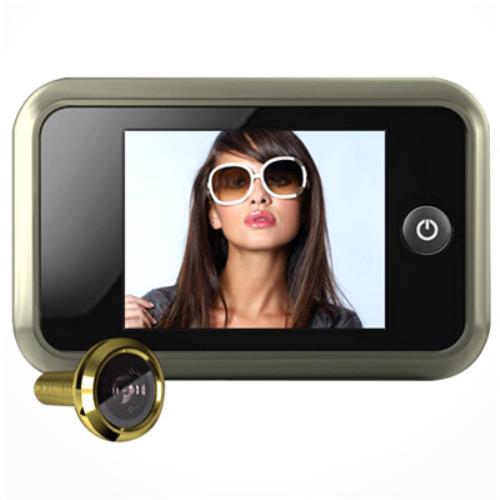 Spioncino Occhiello per Porta Digitale Oro con Visore Lcd Telecamera Casa