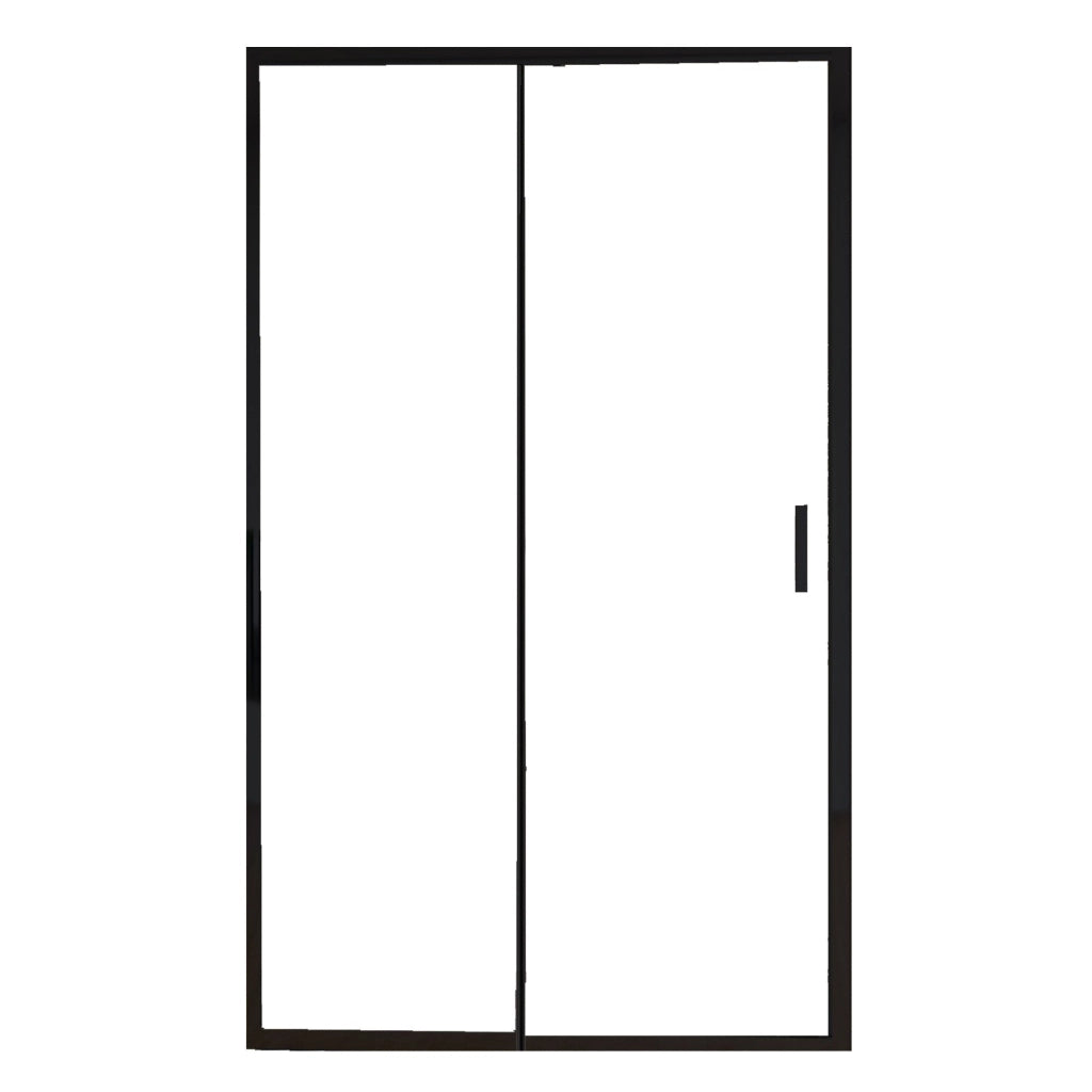 Porta Parete Doccia 122 cm 1 anta Scorrevoli con Profili Neri in Cristallo trasparente 6mm H195 Bonussi Sole