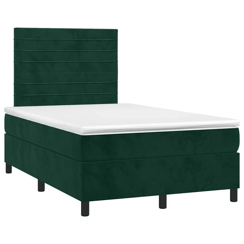 Letto a Molle con Materasso e LED Verde Scuro 120x200cm Velluto 3136176