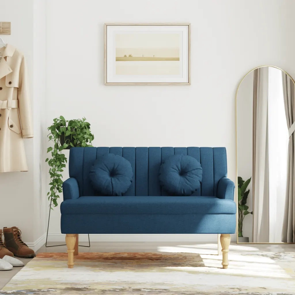 Panca con Cuscini-Sgabello-Divano Blu 113x64,5x75,5 cm in Tessuto