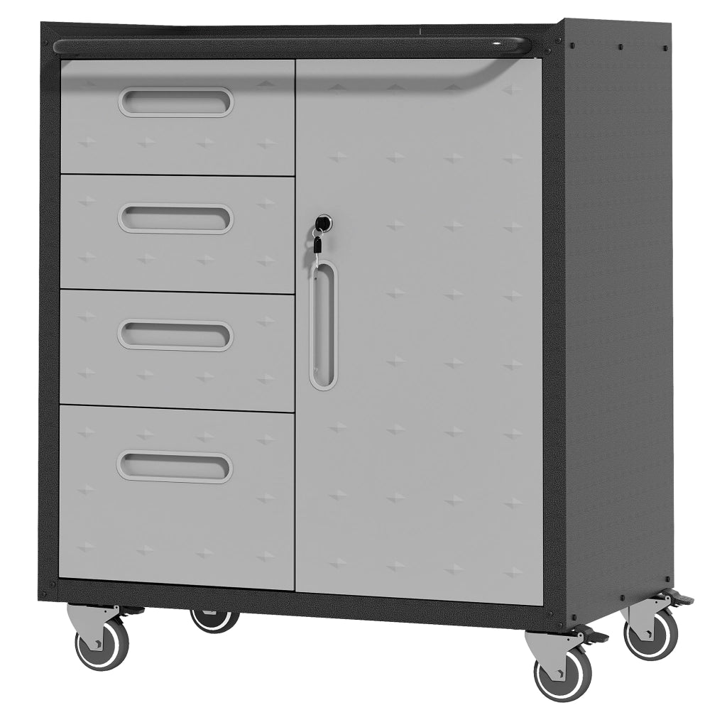 Armadio portautensili in metallo con ruote, 75 × 42 × 88 cm, nero/grigio
