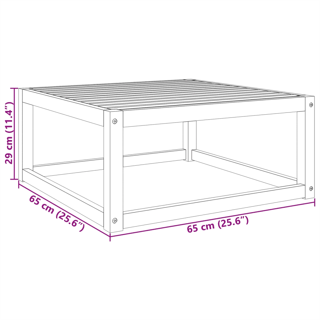 Tavolo da Giardino 65x65x29 cm in Legno Massello di Acacia