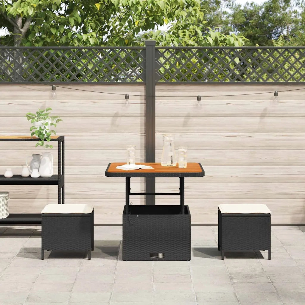Set da Pranzo per Giardino Nero polyrattan 42007912
