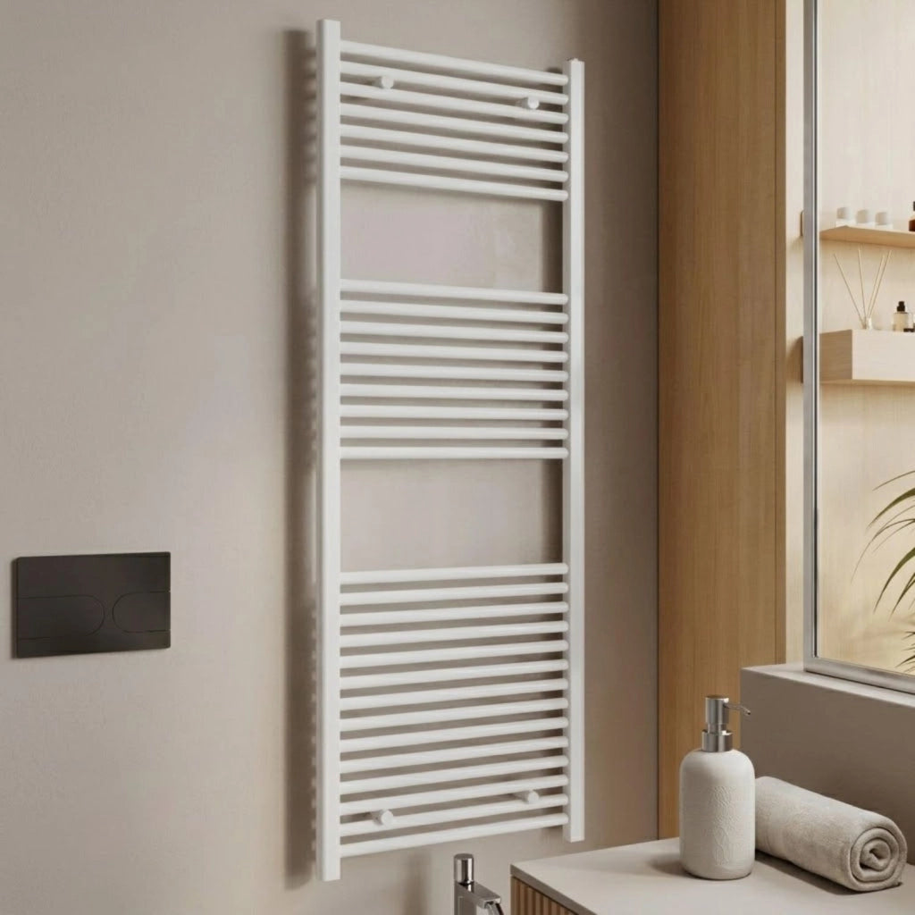 Termoarredo bianco in acciaio scaldasalviette per bagno elegante *** misure h1500xl450xi400 30 tubi, pezzi 1