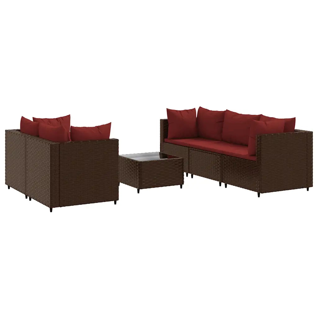 vidaXL Set Mobili da Giardino 6pz con Cuscini in Polyrattan Marrone