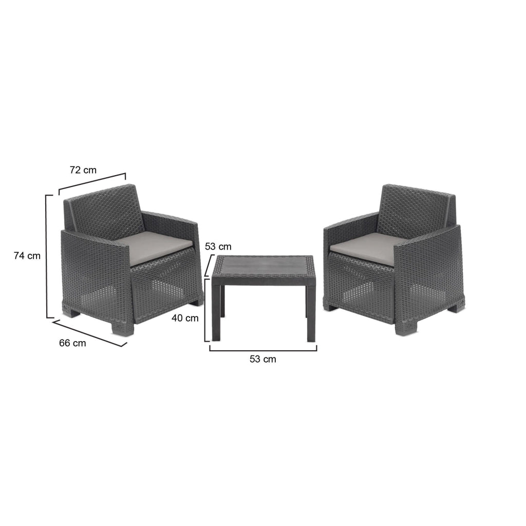 Salottino Outdoor Rosta, set Salotto da Esterno 2 Posti Made in Italy, Grigio Antracite