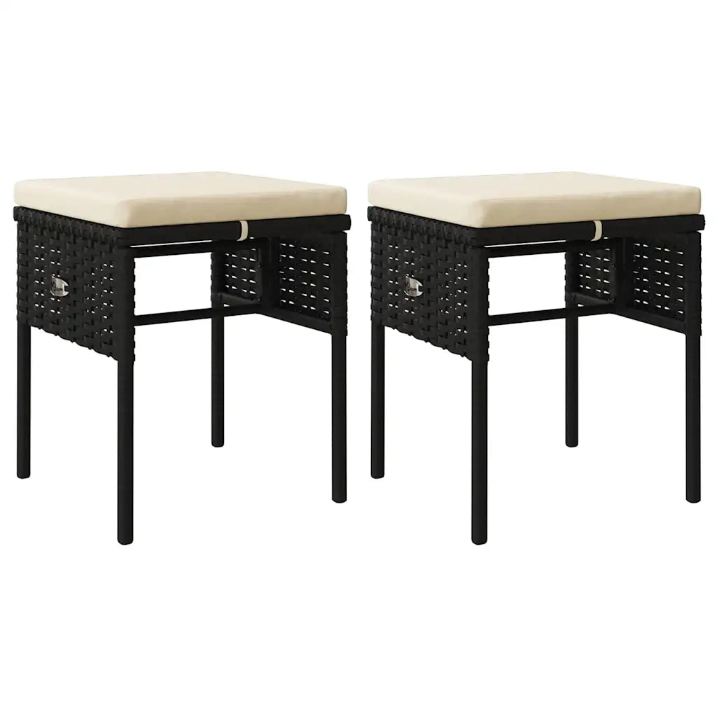 Set Mobili da Giardino 6 pz | Set Salotto da Giardino con Cuscini in Polyrattan Nero
