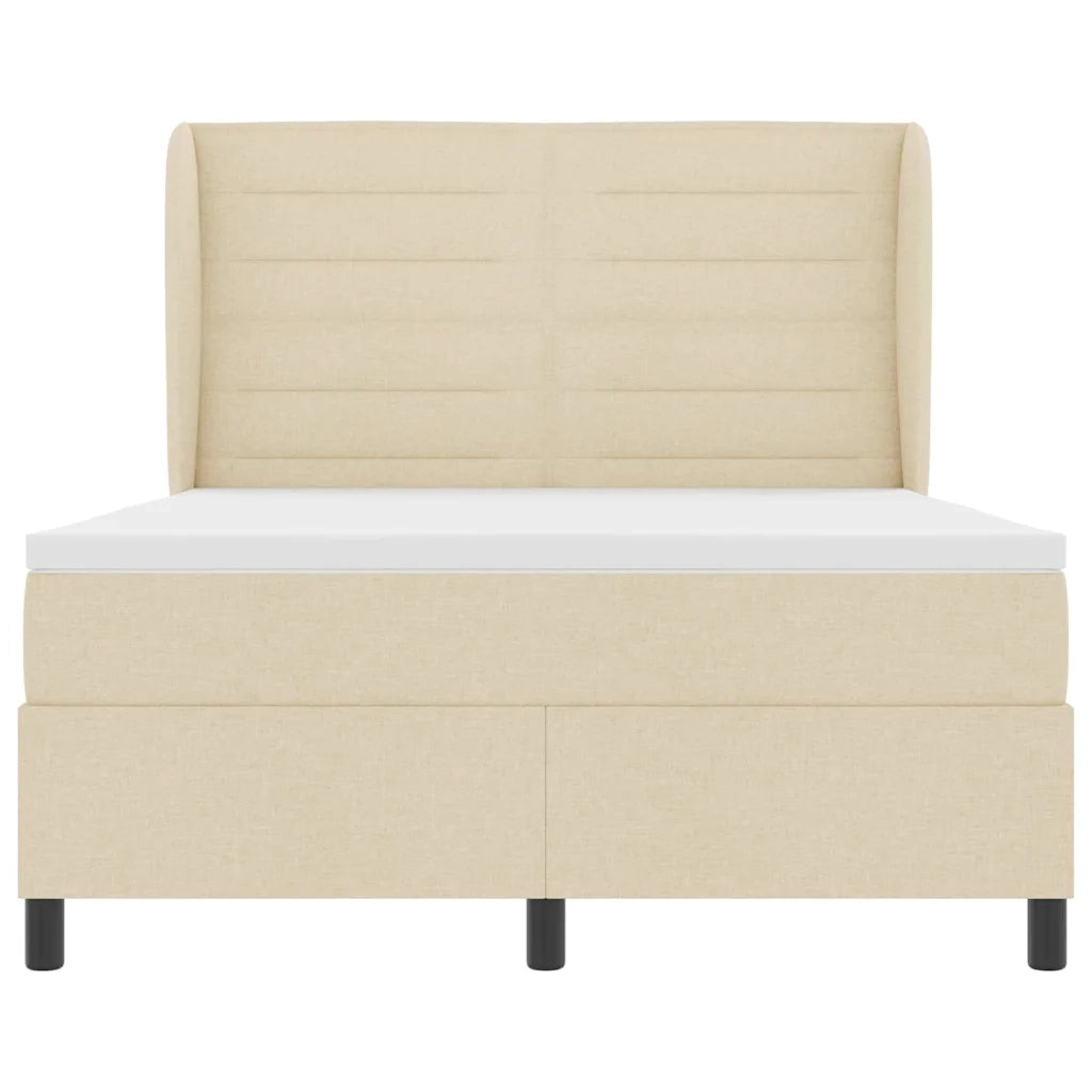 Letto a molle con materasso Crema 140 x 190 cm Tessuto 3340499
