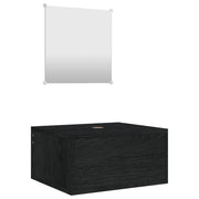 Set Mobili da Bagno | Armadio da bagno 2 pz Nero in Legno Multistrato
