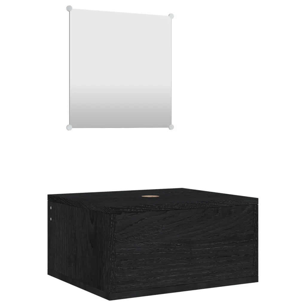 Set Mobili da Bagno | Armadio da bagno 2 pz Nero in Legno Multistrato