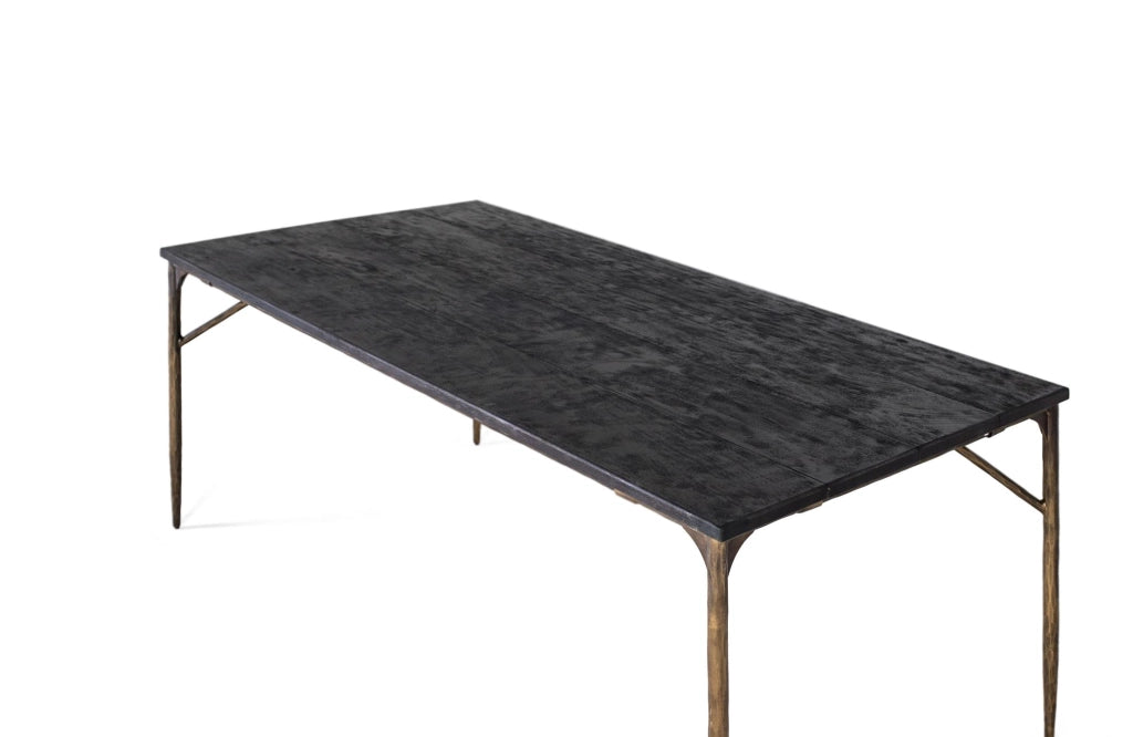 Tavolo da pranzo rettangolare in legno con gambe in bronzo 200 cm