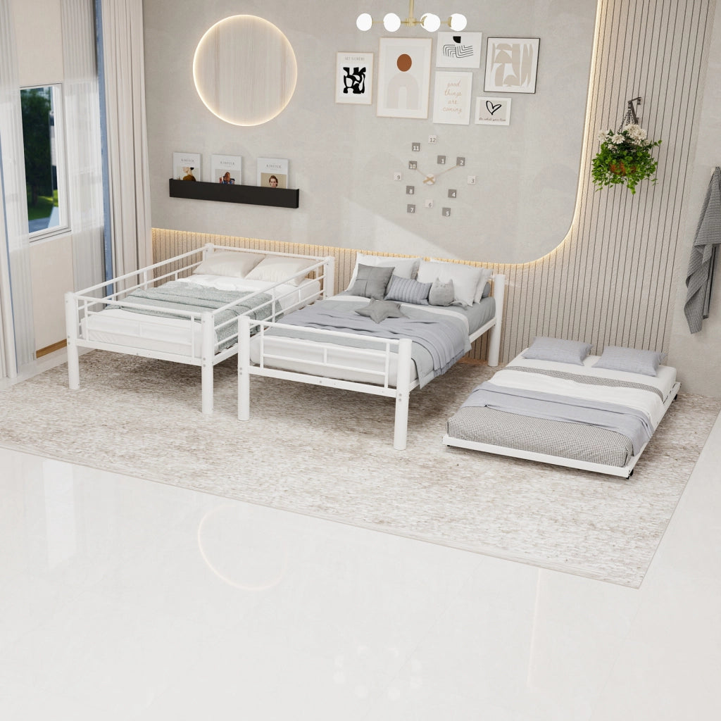 Letto a castello convertibile in due letti in ferro bianco