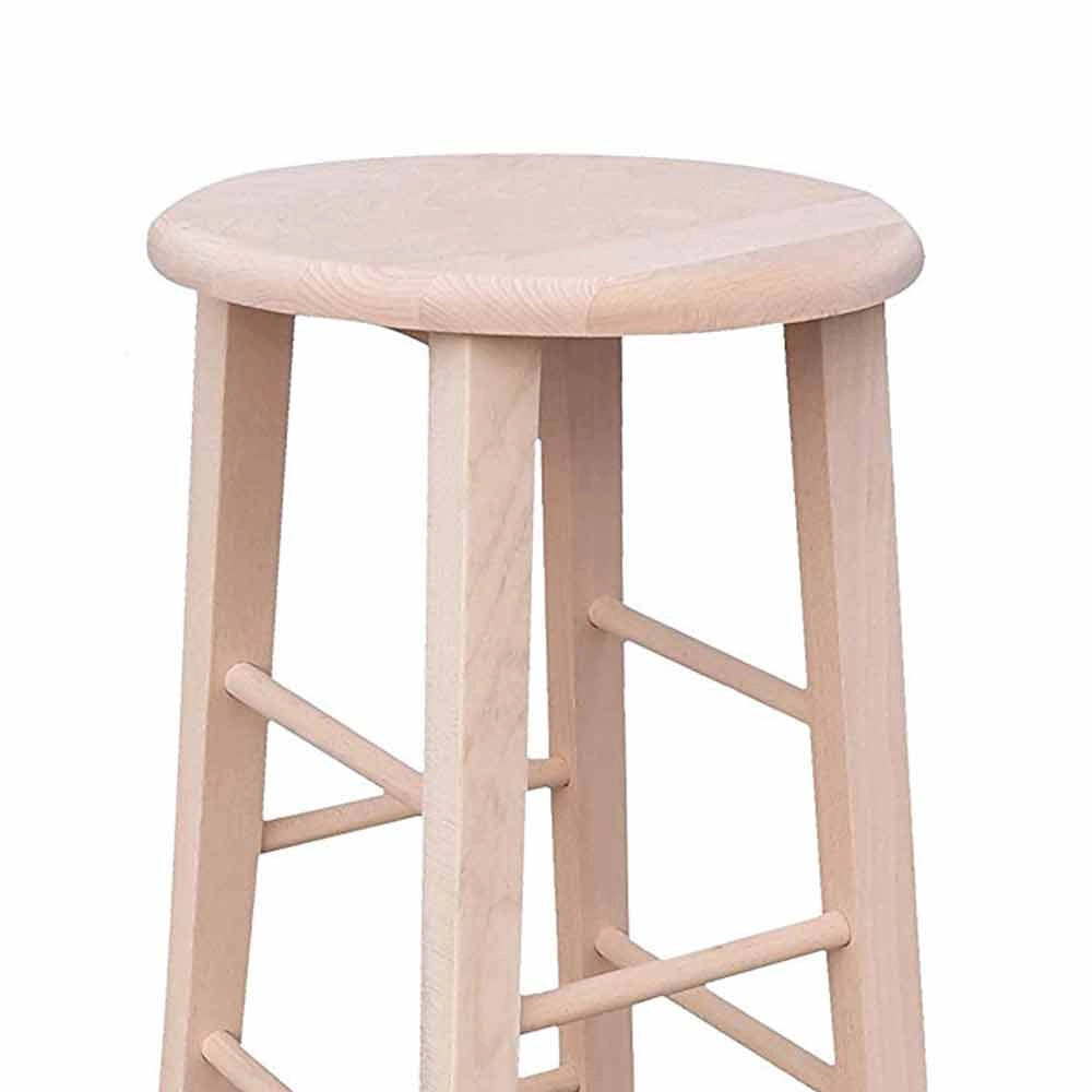 Sgabello da bar tondo in legno grezzo da dipingere h 80 cm gambe curve
