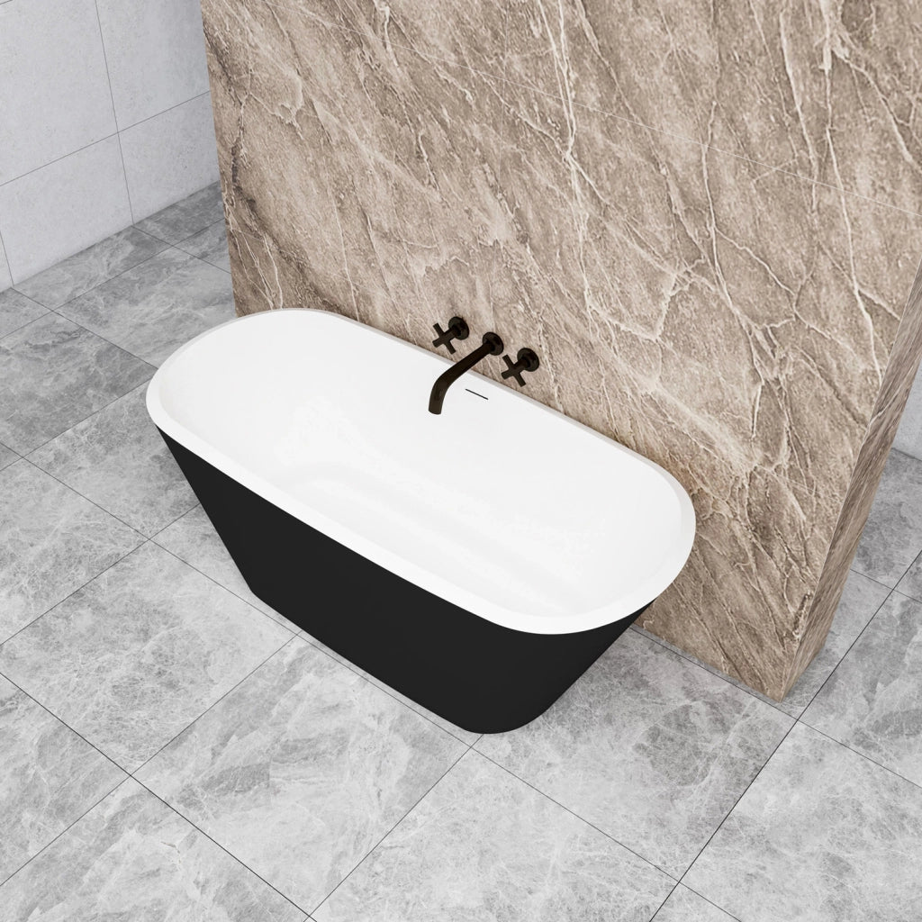 Vasca da Bagno a Isola 150x72x60 cm Vasca da Bagno Freestanding in Acrilico Nero Ovale