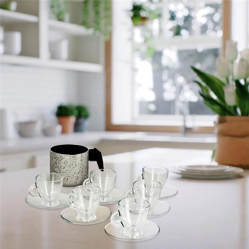 MA MAISON SET 6 TAZZINE TRASPARENTI + BOLLI LATTE 12 CM SPESSORE 1,50 MM ANTIADERENTE E ANTIGRAFFIO IN ALLUMINIO