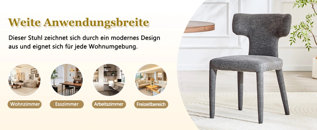 SEDIA Imbottita in Tessuto Grigio Set da 2 pezzi 80,7 cm