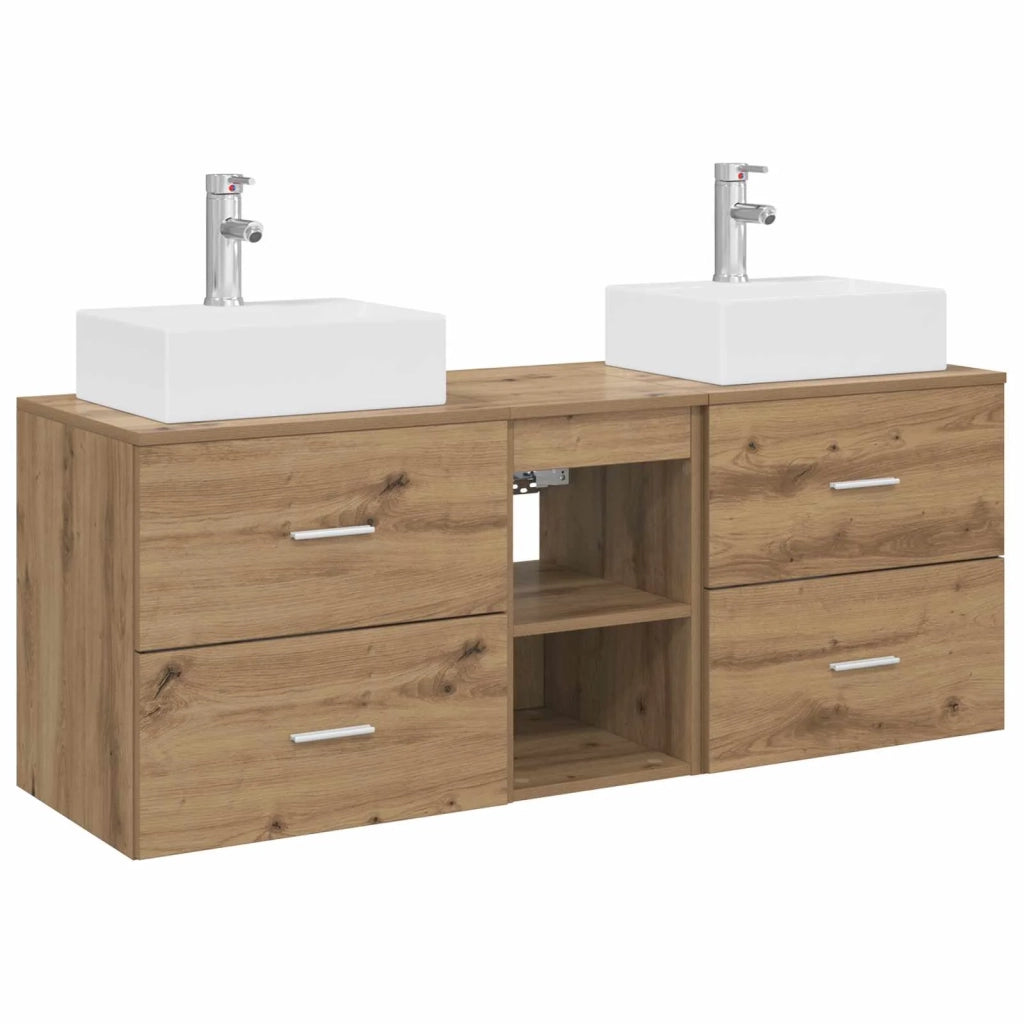 Set di Armadi da Bagno 3 pz Rovere Artigianale 3405842