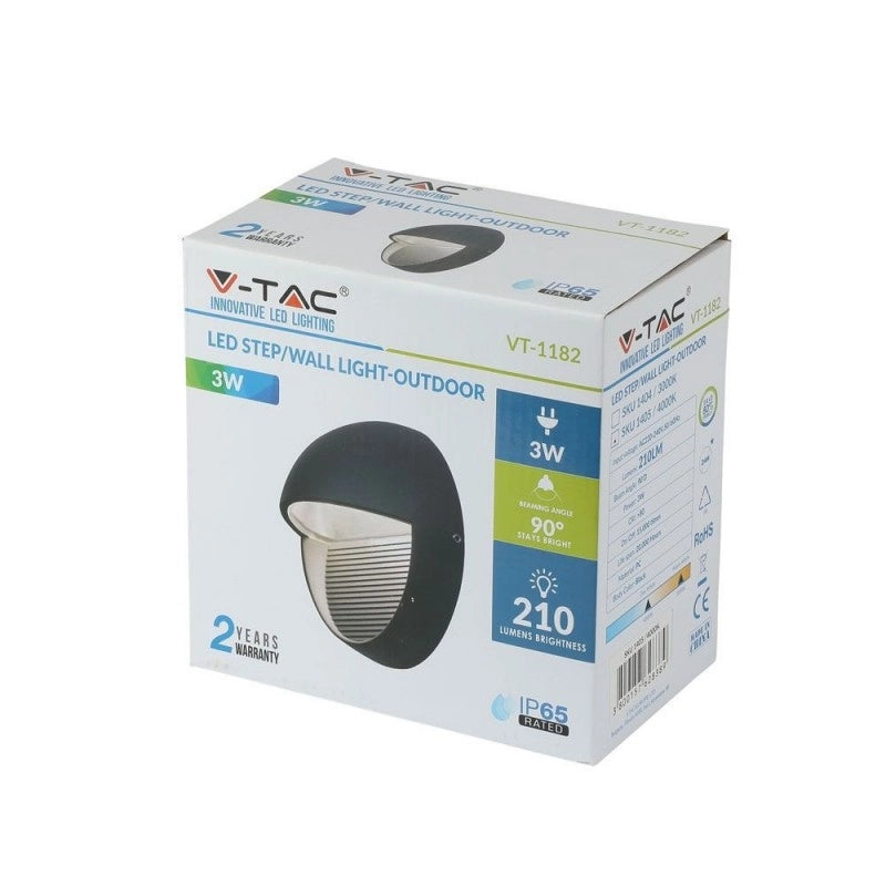 Faretti Segnapasso Led 3W da incasso per esterno Step Light Black Body Round IP65 4000K