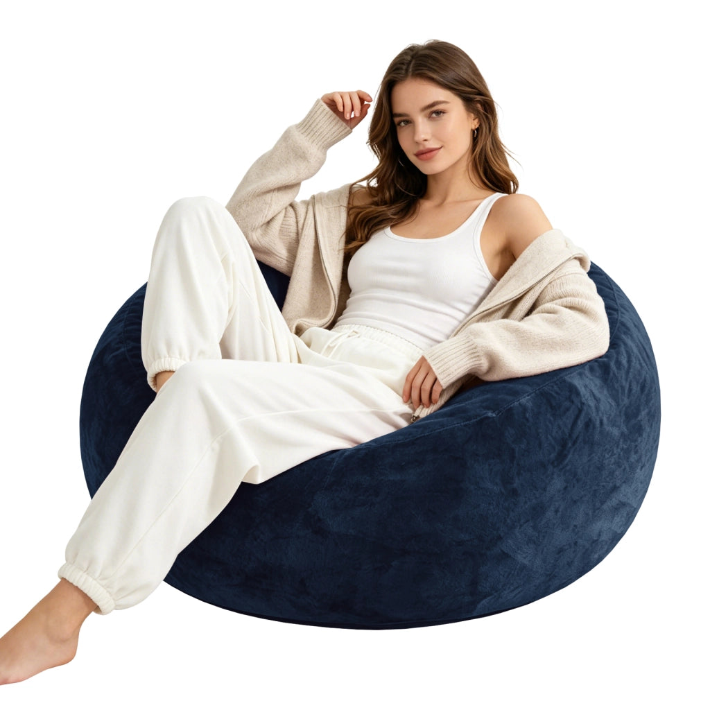 Pouf 4FT con supporto allevia pressione e forma personalizzabile come poltrona relax e letto ospiti in spugna blu