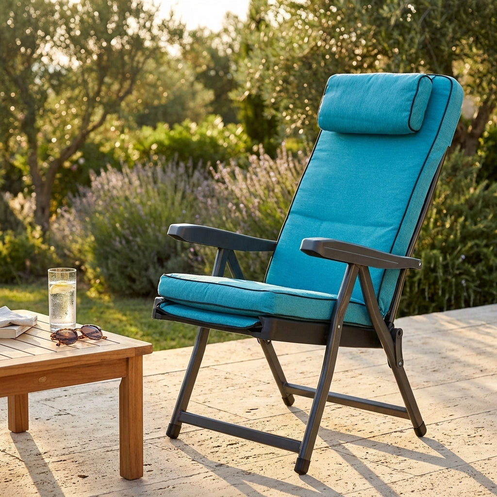 Poltrona Sdraio relax reclinabile in Tessuto Acciaio cm 155x60x60 - MORTY