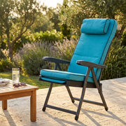 Poltrona Sdraio relax reclinabile in Tessuto Acciaio cm 155x60x60 - MORTY