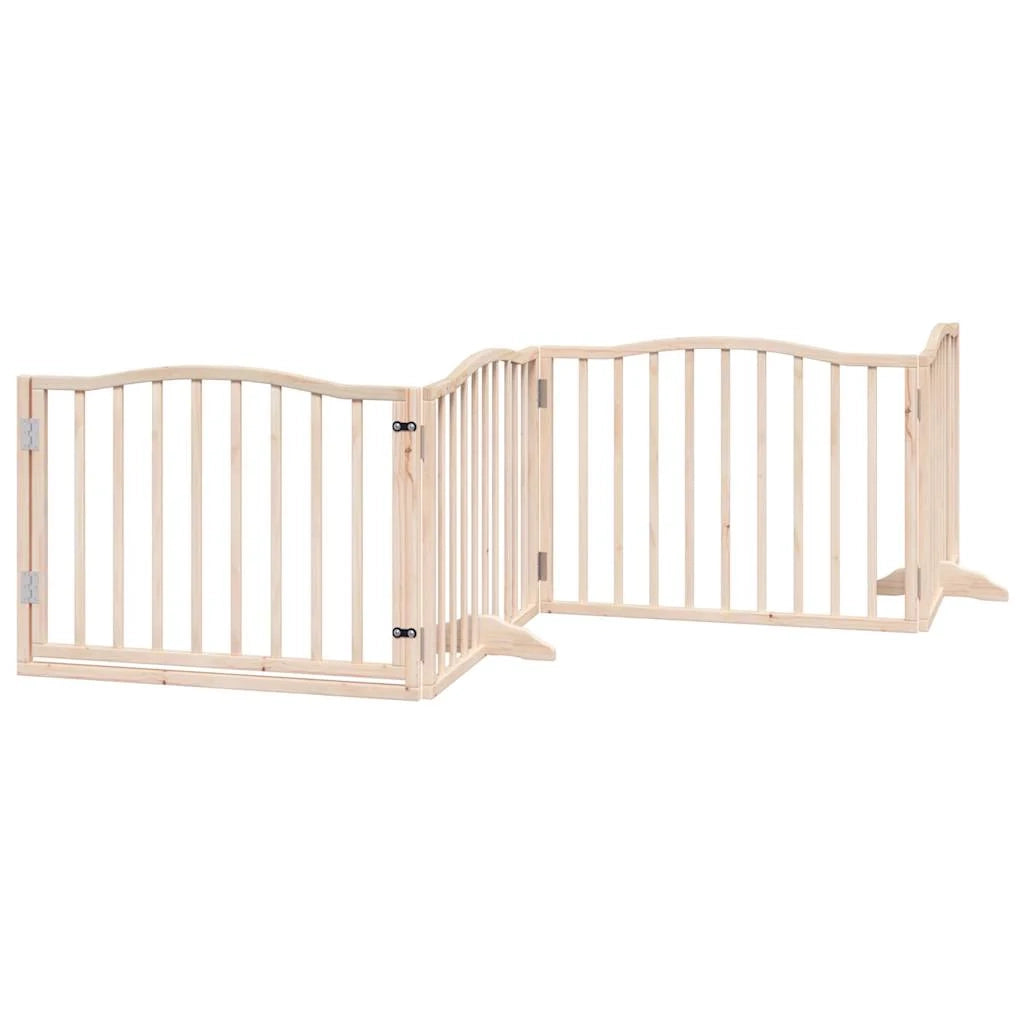 Cancelletto di sicurezza per animali domestici porta pieghevole 10 pannelli legno di pioppo marrone 02_0023115