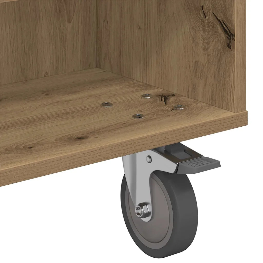 Tavolino | Tavolo laterale con Ruote Rovere artigianale 90 x 50 x 30 cm