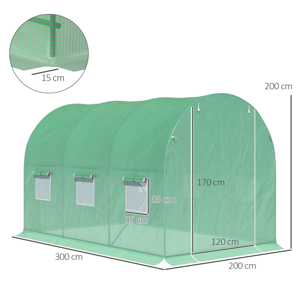 Serra da Giardino Tunnel 6 m2 ¨C Zephmum ¨C Verde 3x2x2 m