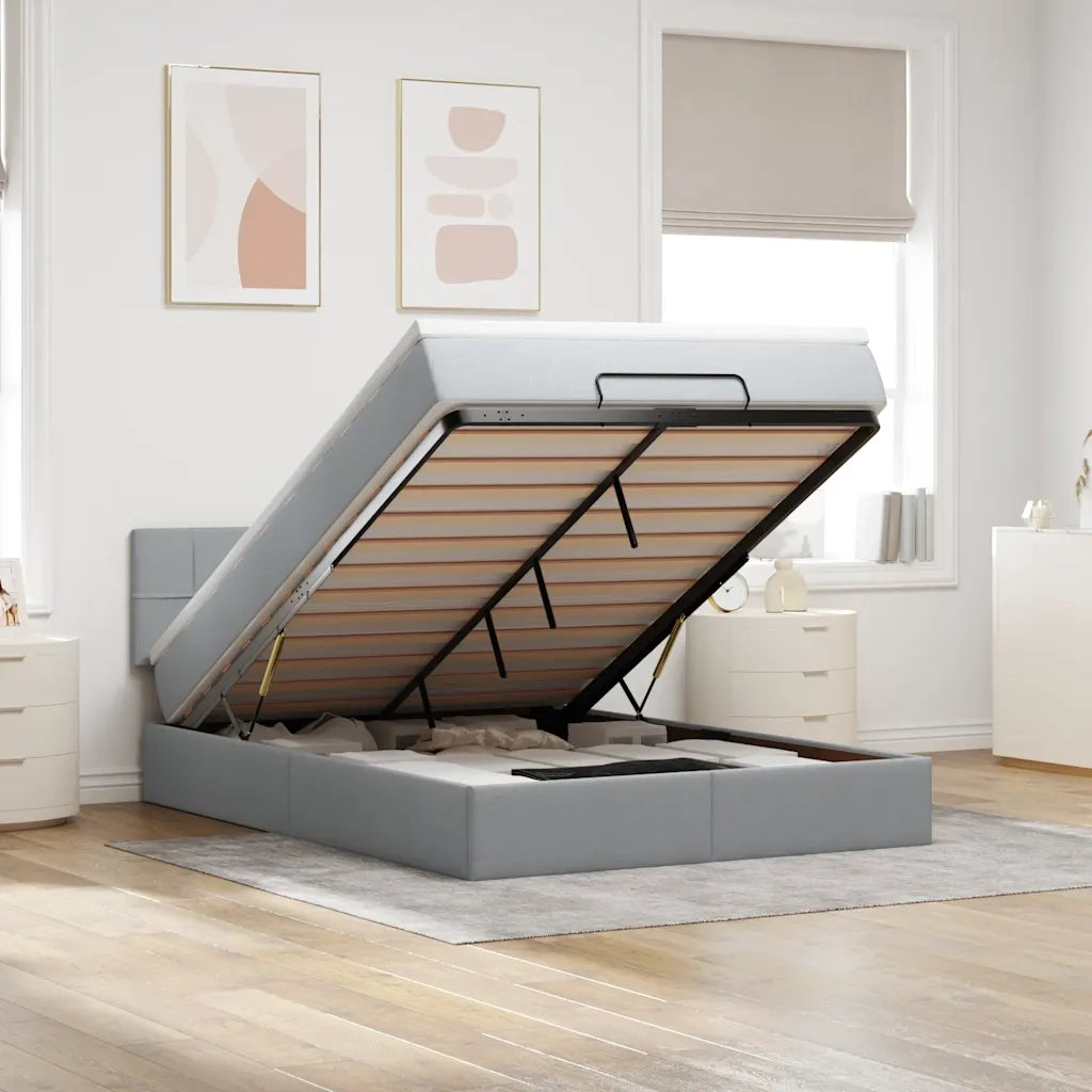 vidaXL Struttura Letto Pouf con Materasso 140x200 cm in Tessuto
