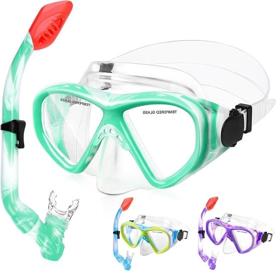 Duikbrilletto e set di snorkeling per bambini - Visore anti-leak e anti-condens HD - Adatto per bambini da 4 a 13 anni - Per ragazzi e ragazze