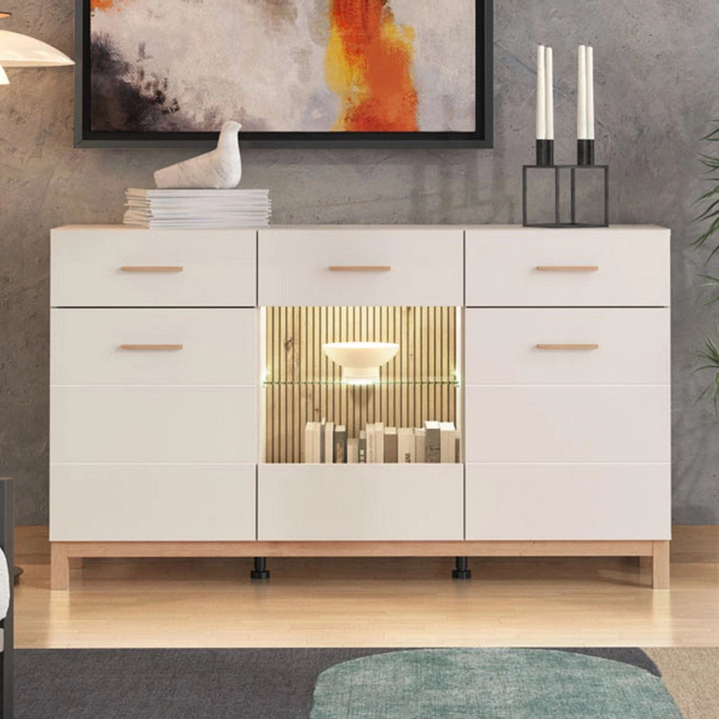 Madia Nereto, Credenza 2 Cassetti, 154x41.5x89h cm Bianco Crema