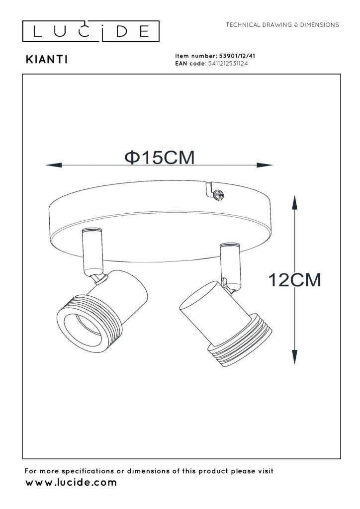 Faretto da soffitto doppio taupe GU10 Lucide KIANTI