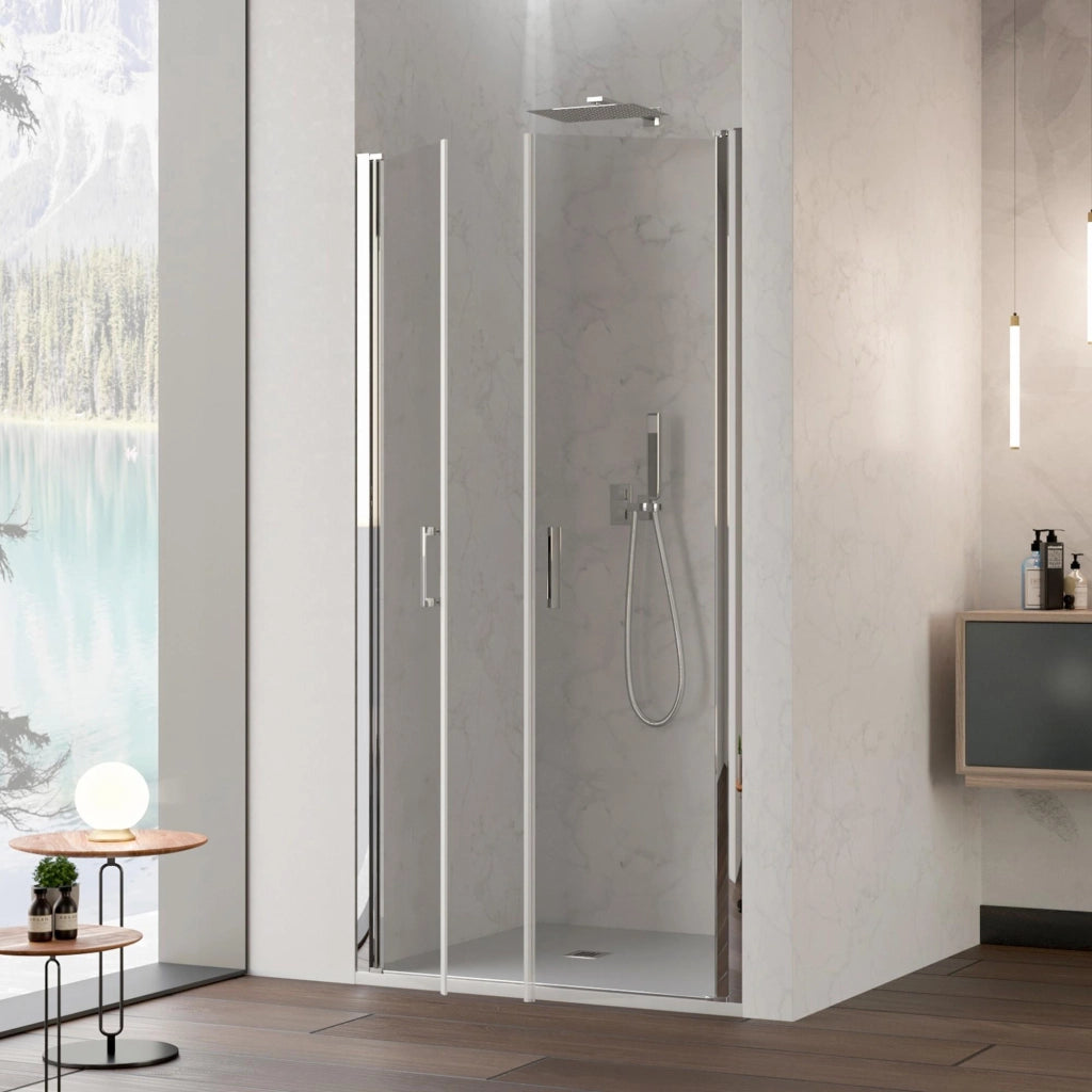 Porta Parete Doccia 120 cm 2 Ante Saloon in Cristallo Trasparente 6mm H195 Bonussi Julia