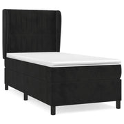 Letto singolo | Letto per adulti | Giroletto a Molle con Materasso Nero 80x200 cm in Velluto