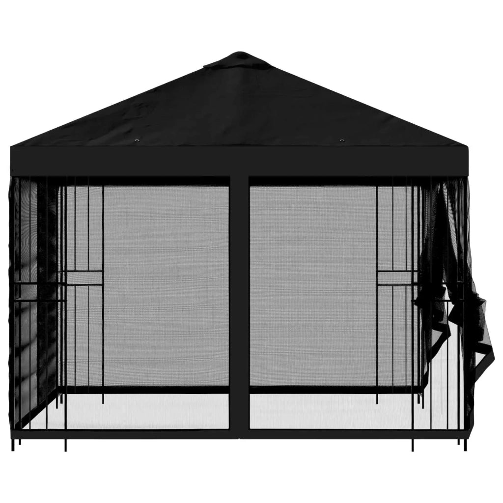 Gazebo | Pergolato da giardino con pareti laterali 3 x 3 m Nero