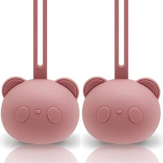 Box di conservazione per pacifieri, silicone, 2 pezzi, design panda, BPA libero, conservazione sicura del pacificatore, accessori per bambini di alta qualità, per bambini piccoli e neonati, set da 2, profondo rosa