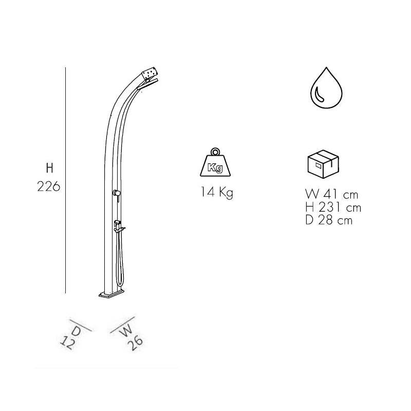 Doccia Tradizionale In Alluminio Spring Top Line Con Miscelatore E Doccetta Colore Argento Cv-A145-Tl/1300
