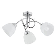 Plafoniera moderna Tectus cromata 3xE27 vetro bianco Alfa