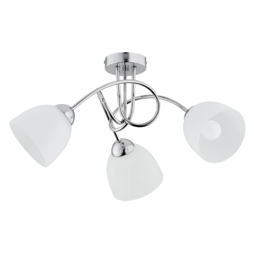 Plafoniera moderna Tectus cromata 3xE27 vetro bianco Alfa