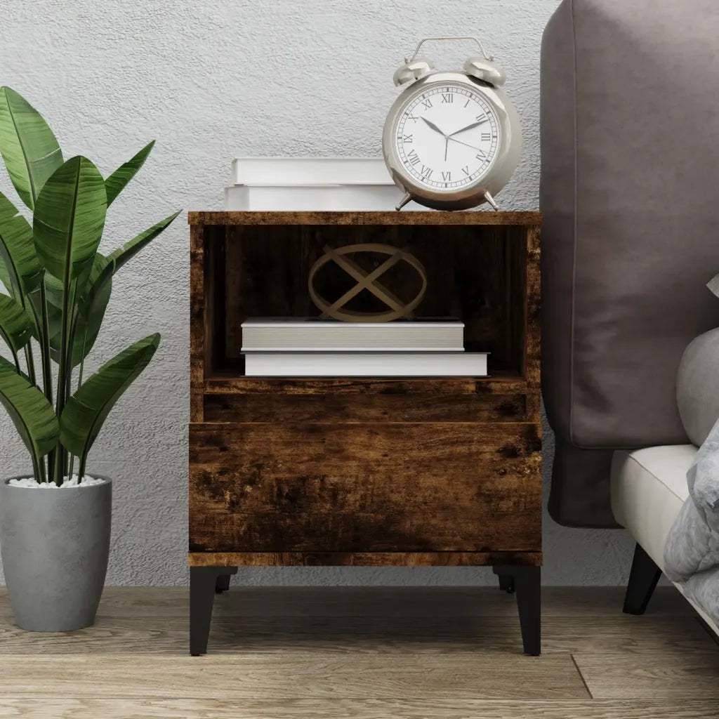 Comodino | Armadio da Notte | Mobiletto da notte Rovere Fumo 40x35x50 cm